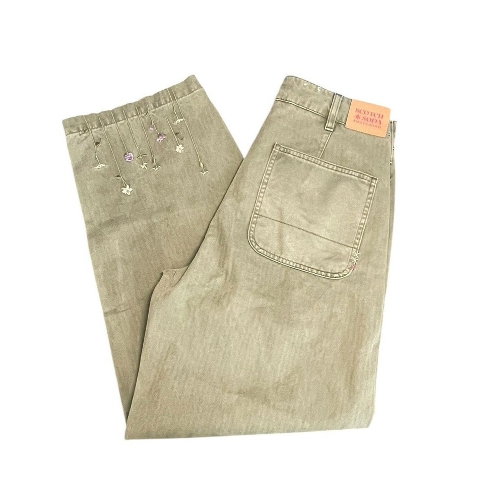 Scotch &‎ Soda Floral-Embroidery Wide-Leg Trousers Pip Womens Green 26/30 Read - Picture 4 of 16